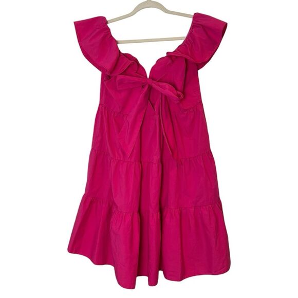 Saylor NYC Karalyn Pink Mini Dress Ruffle Bow Back Size Large - Picture 8 of 12